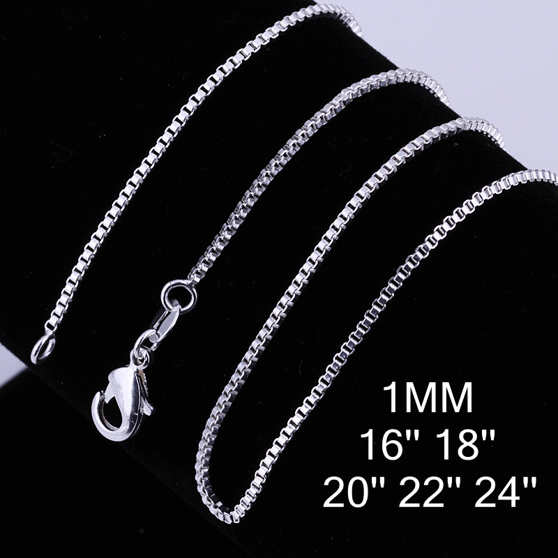 Men Accessories Gift Box - 10pcs 16-24inch 925 Sterling Silver fashion