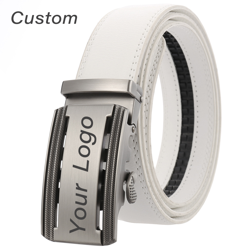 Men Accessories Logo - Personalized Mens White Leather Belt Business