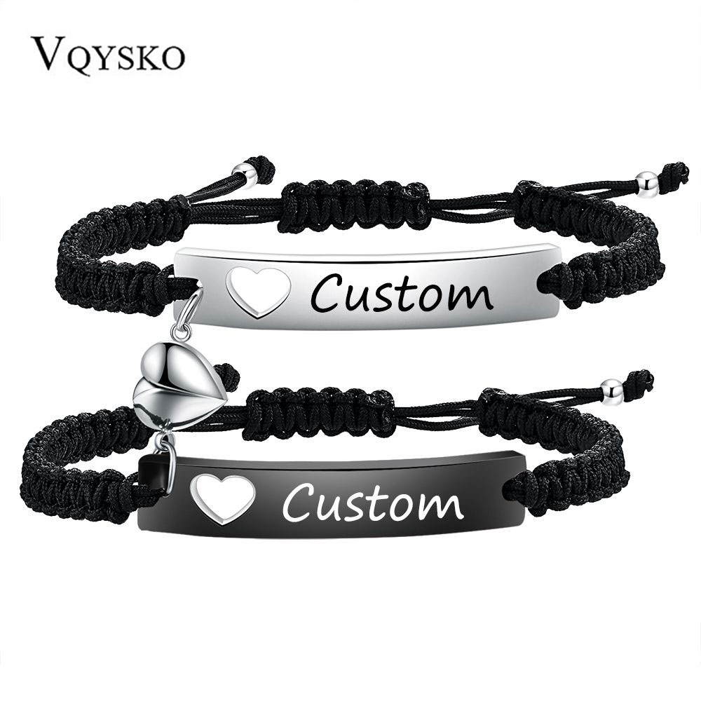 Men Accessories Wrist - Custom Stainless Steel Couple Bracelet Set