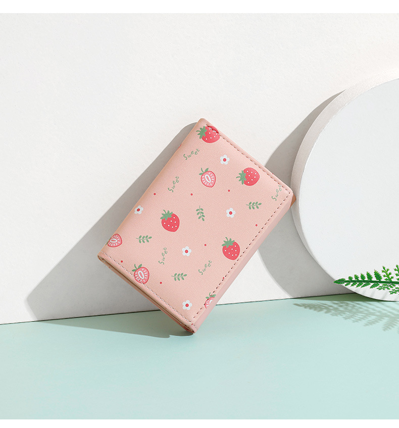 Bifold Leather Wallet - Cute Three-Fold Ladies Wallet Short PU