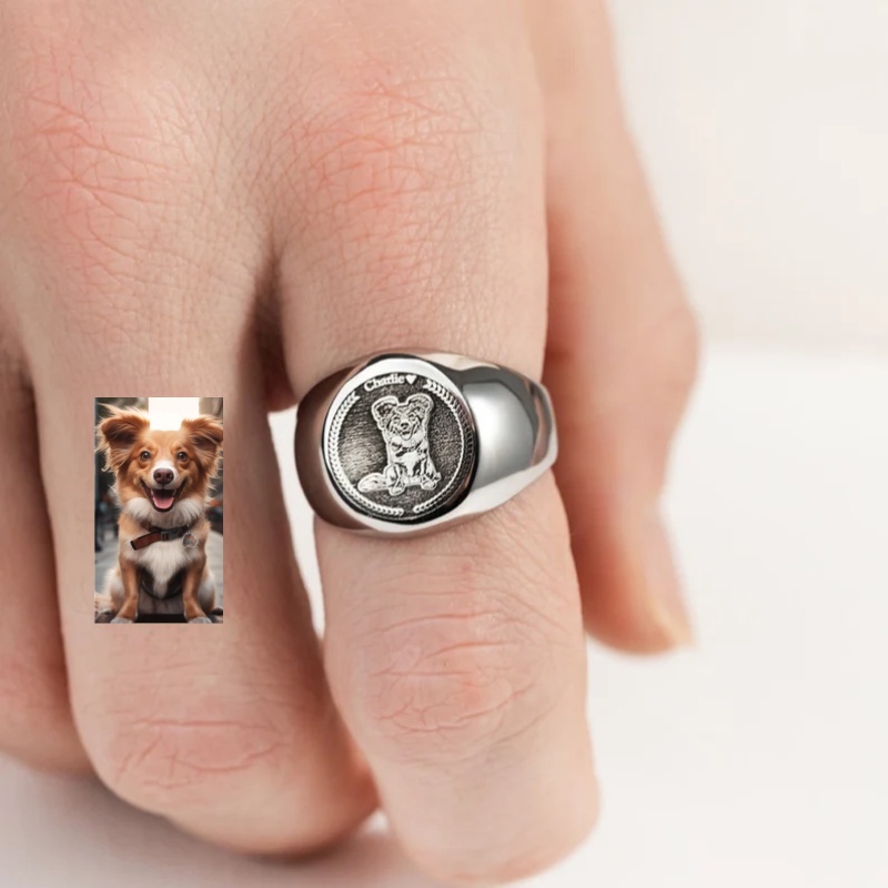 Custom Engrave Photo Signet Ri - Men Accessories Photos review and price