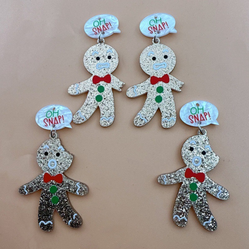 10pcs Cute Christmas Gingerbre - Men Accessories Earrings review and price