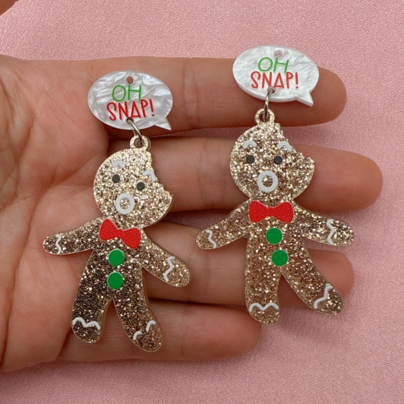 10pcs Cute Christmas Gingerbre - Men Accessories Earrings review and price