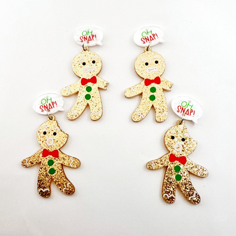 10pcs Cute Christmas Gingerbre - Men Accessories Earrings review and price