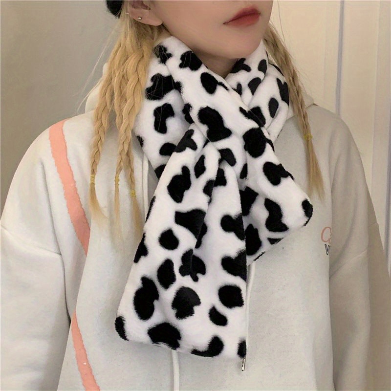 1pc 1pcs Winter Warm Cow Print - Men Accessories For Neck review and price