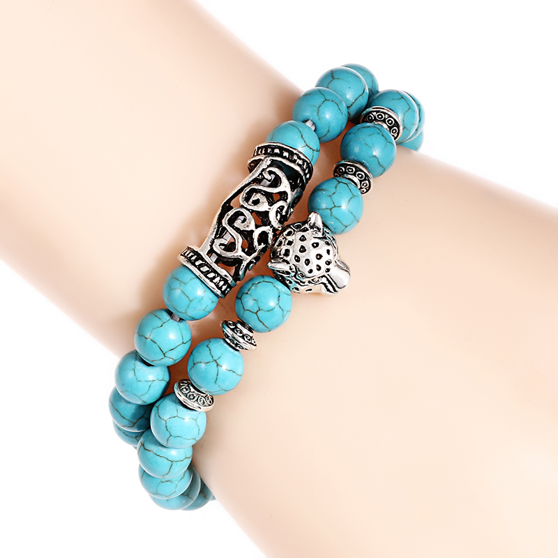 Premium 2Pcs/Set Leopard Beade - Men Accessories Wrist review and price