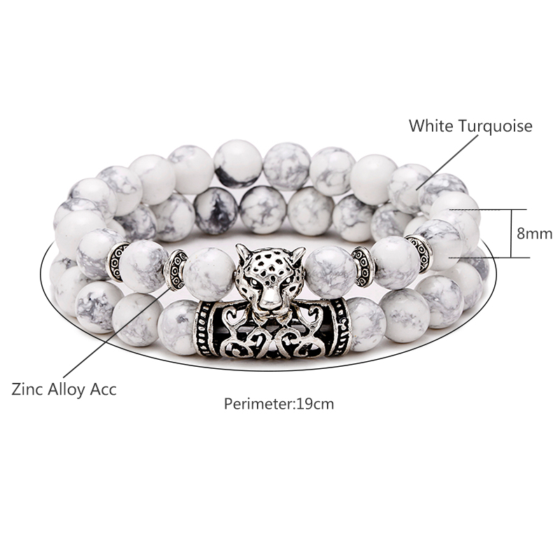 Premium 2Pcs/Set Leopard Beade - Men Accessories Wrist review and price