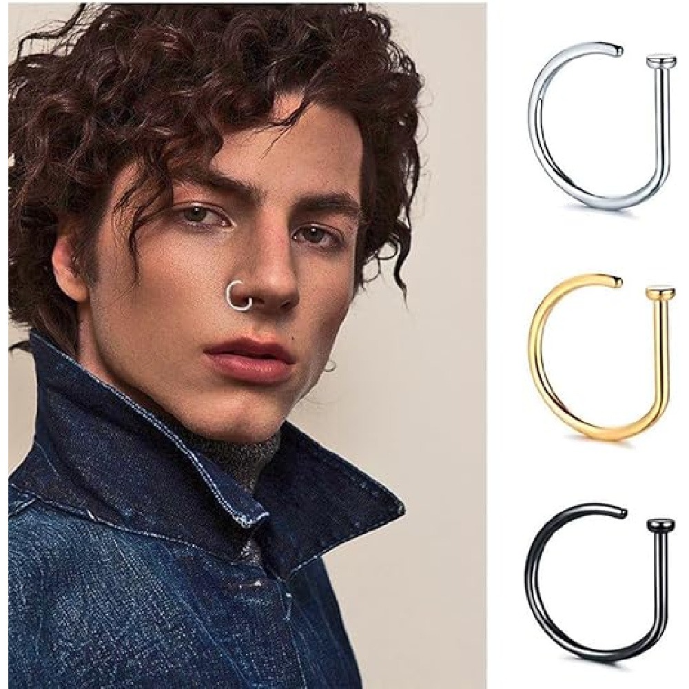 4 Pack Non Piercing D-Shaped N - Men Accessories Earrings review and price