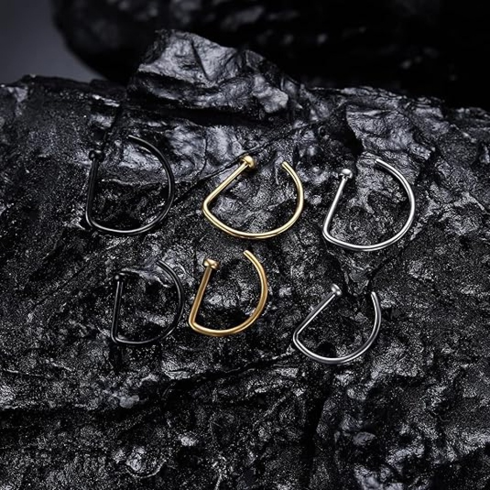 4 Pack Non Piercing D-Shaped N - Men Accessories Earrings review and price