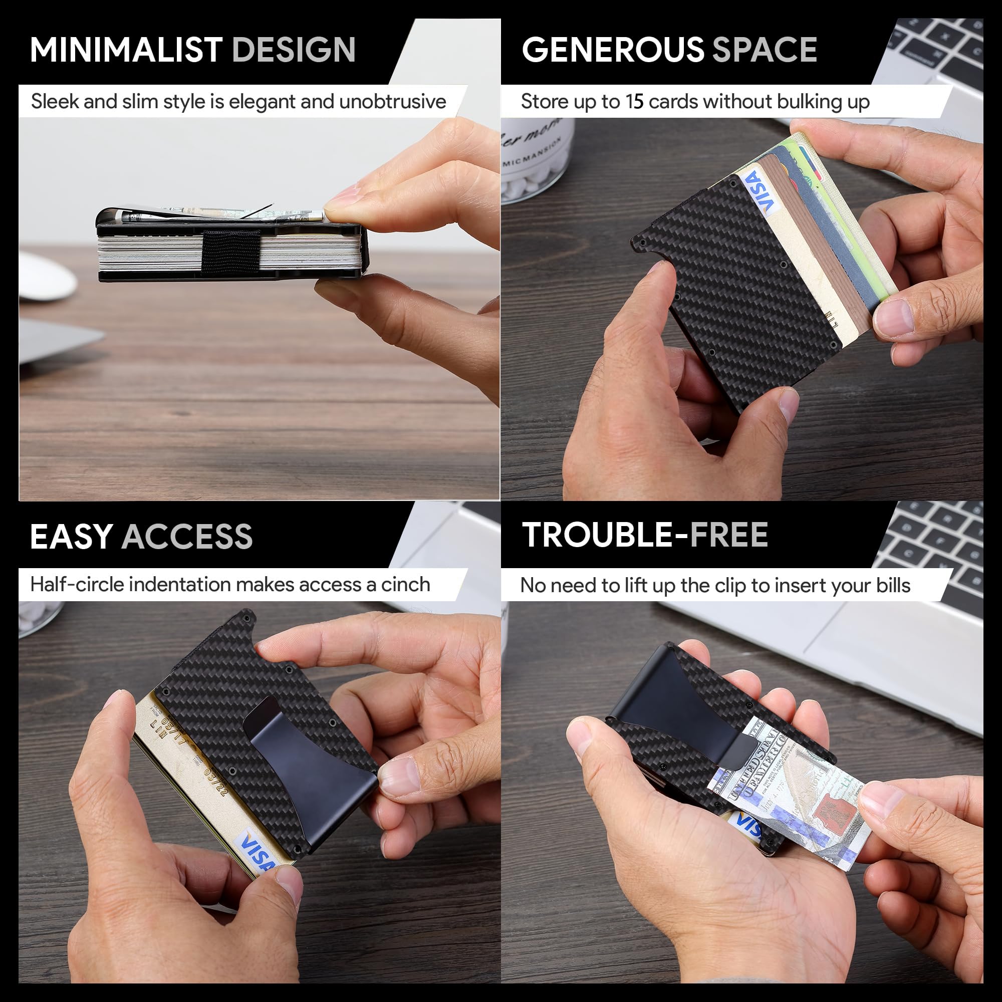 Carbon Fiber Wallet, Metal Mon - Card Case Minimalist review and price